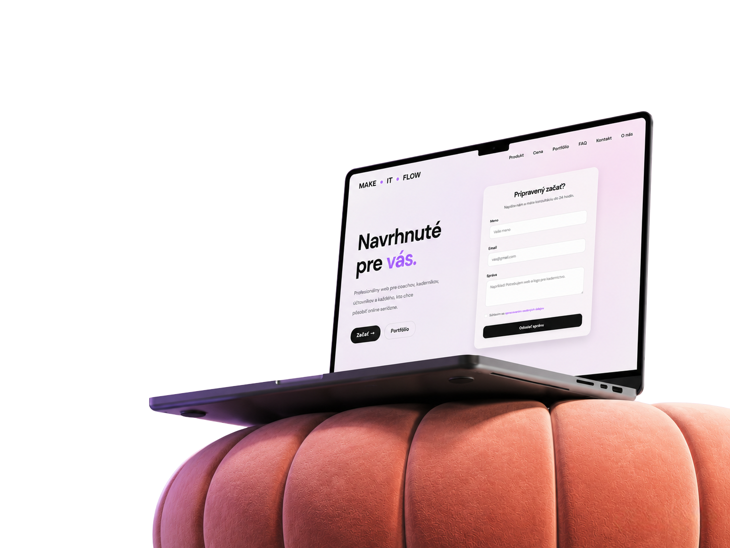 Webstránka Make it Flow na notebooku